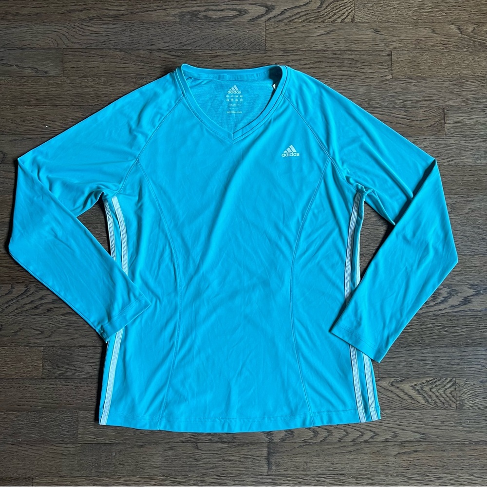 Adidas Blue Long Sleeve Performance Top